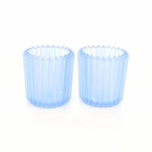 Vintage Pale Blue Glass Votive Candle Holders